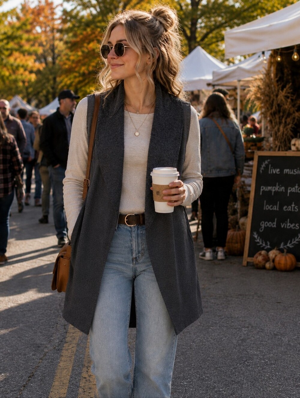 Alter’d State Charcoal Gray Draped Open Front Vest Boho Layering Cardigan